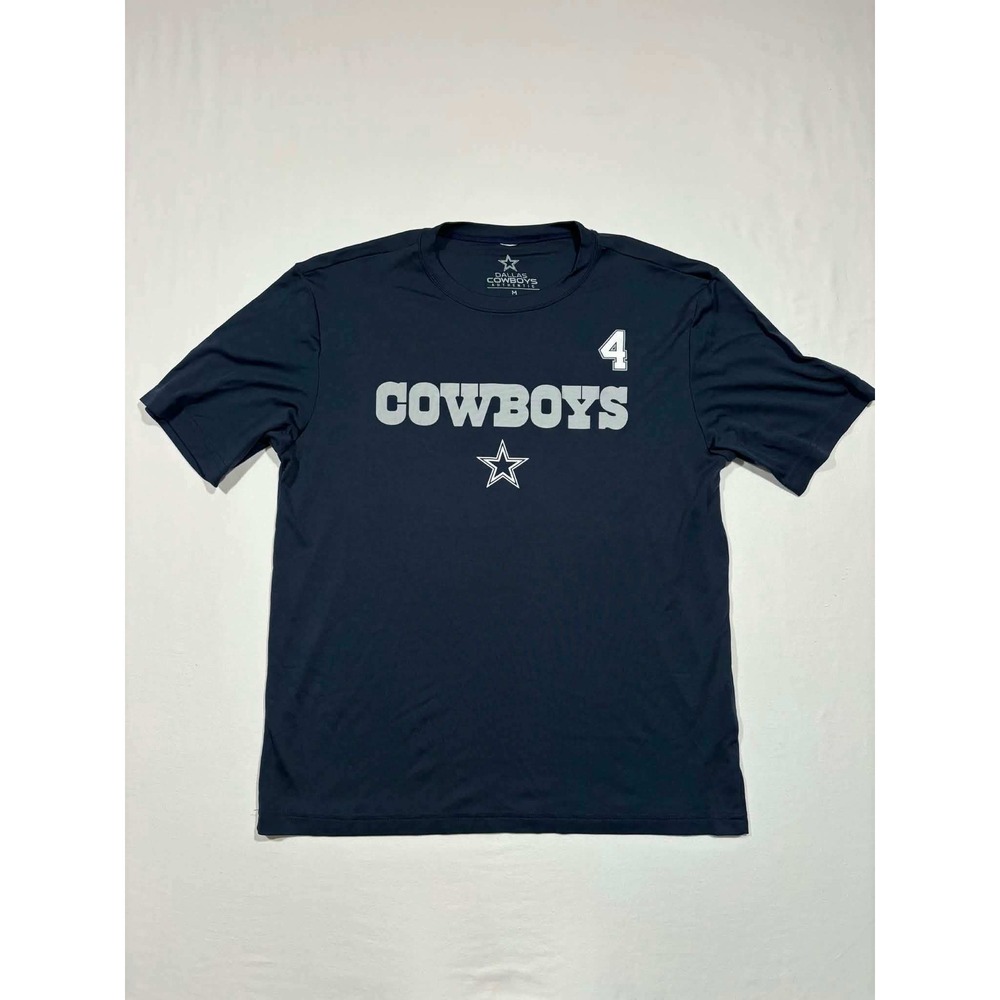 Dallasβ Cowboys Dak Prescott 4 Navy Blue Performance T-Shirt Mens Medium NFL